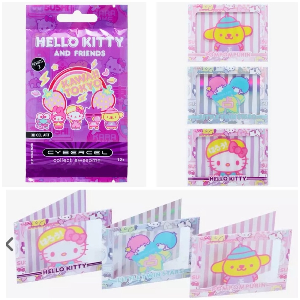Hello Kitty And Friends Figure Pack 3D Cybercel Card & LED Mirror w 4 Lipglosses - Picture 2 of 2